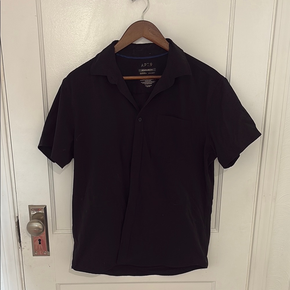 Apt. 9 Black Casual Button Down Shirt
